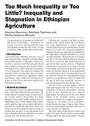 Too Much Inequality or Too Little, Inequality and Stagnation in Ethiopian Agriculture